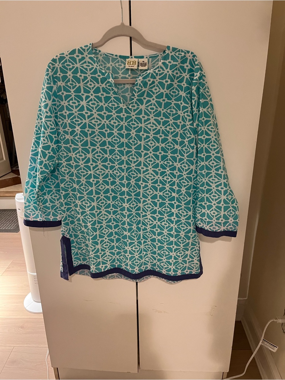 Cute Boo Gemes Medium Geometric Resort Tunic COOL nautical cotton beach top
